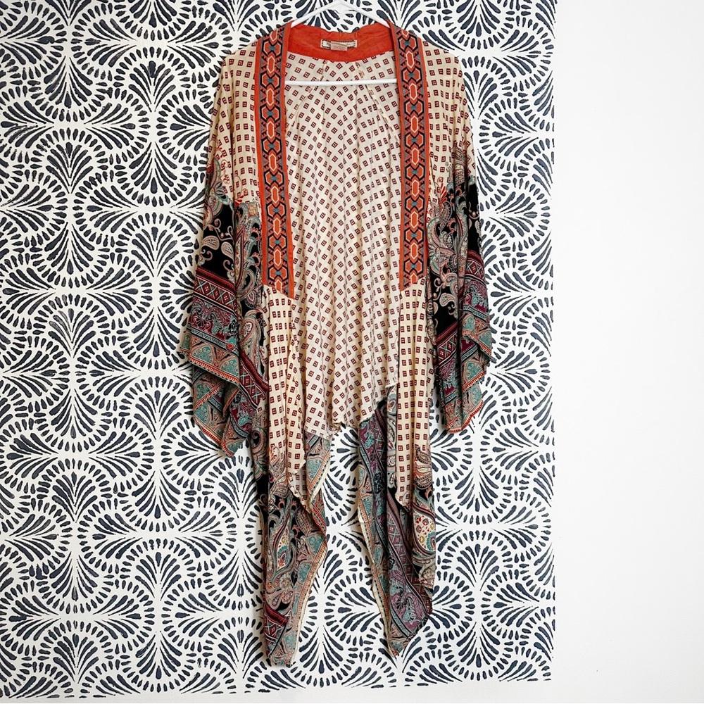 Flying Tomato Embroidered Vibrant Bohemian Open Front Kimono - Picture 2 of 16